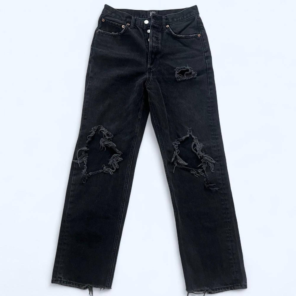 Urban Outfitters BDG Black Relaxed Ripped Straight Leg Jeans Size 27